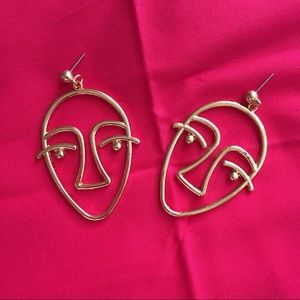 Gold Face Earrings